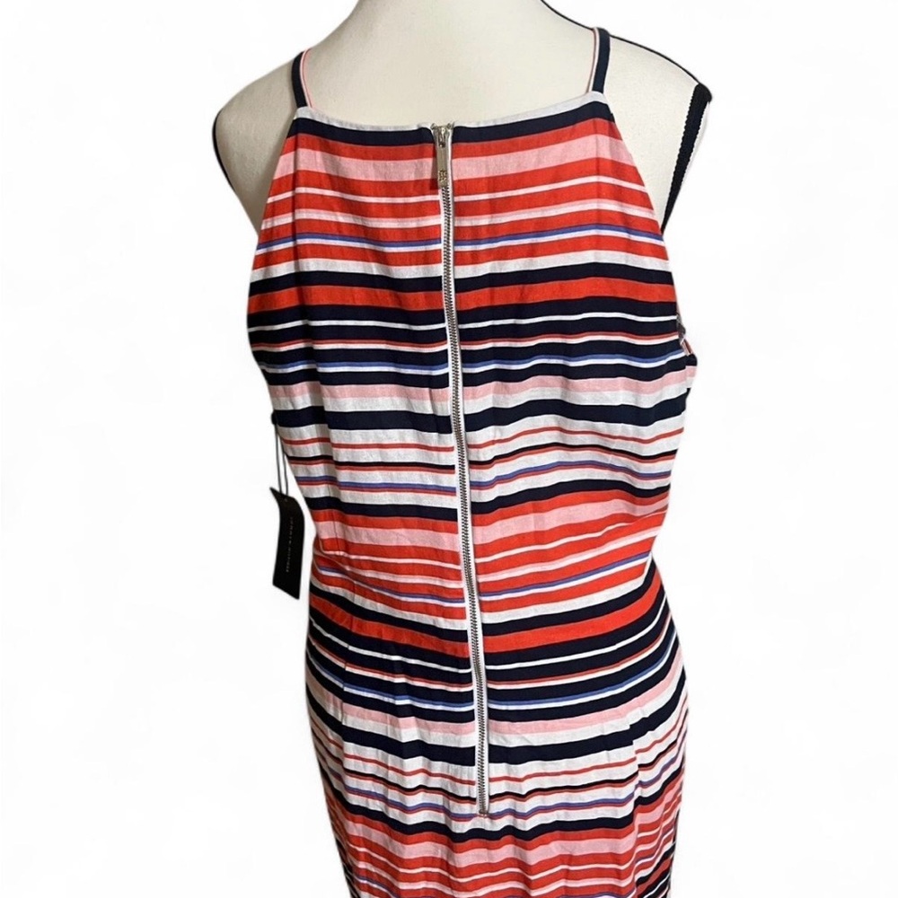 Tommy Hilfiger Dress Sz 14 Striped Halter Neck Americana Linen Blend - Picture 4 of 7